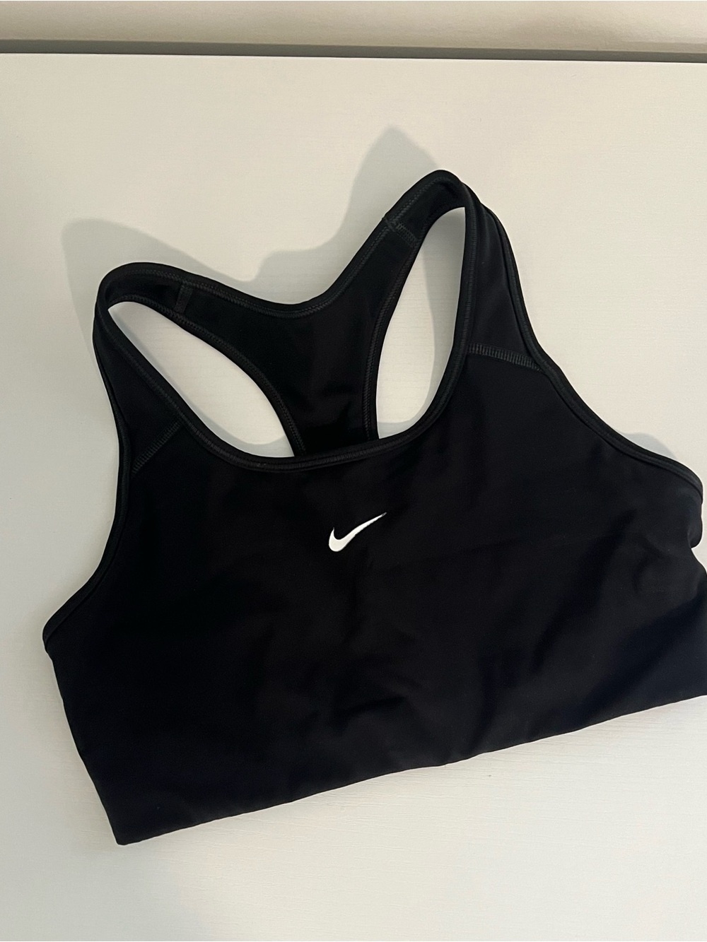 Nike Black Racerback Sports Bra with White Swoosh